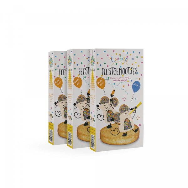 Confetti Feestgenootjes 3-pack – gepersonaliseerde geboortemuisjes van Stadsgenootjes