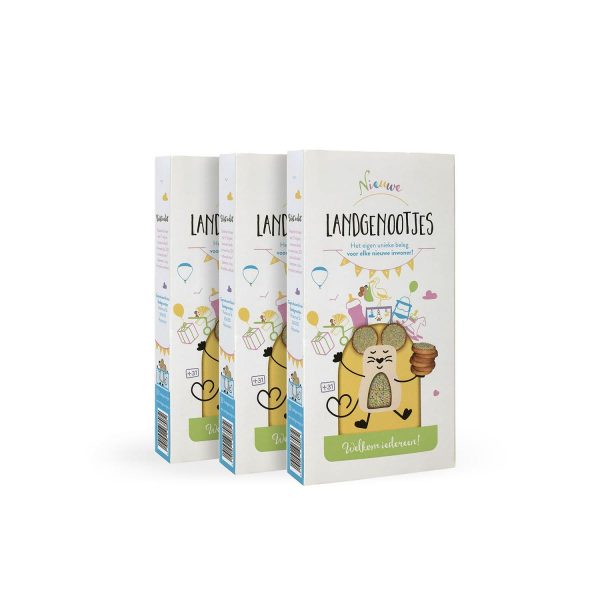 Landgenootjes 3-pack – gepersonaliseerde geboortemuisjes van Stadsgenootjes