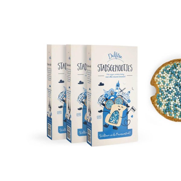 Delftse Stadsgenootjes 3-pack – gepersonaliseerde geboortemuisjes van Stadsgenootjes
